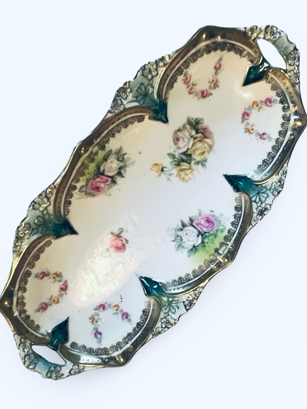 Antique RS Prussia Porcelain Celery/Relish Tray Wavy Scalloped Border Mold 259